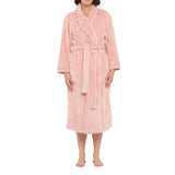 Dusty Pink Shawl Collar Lux Jacquard Fleece Dressing Gown