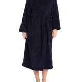 Navy Shawl Collar Fleece Dressing Gown | Womens Winter Dressing Gown | Magnolia Lounge Australia