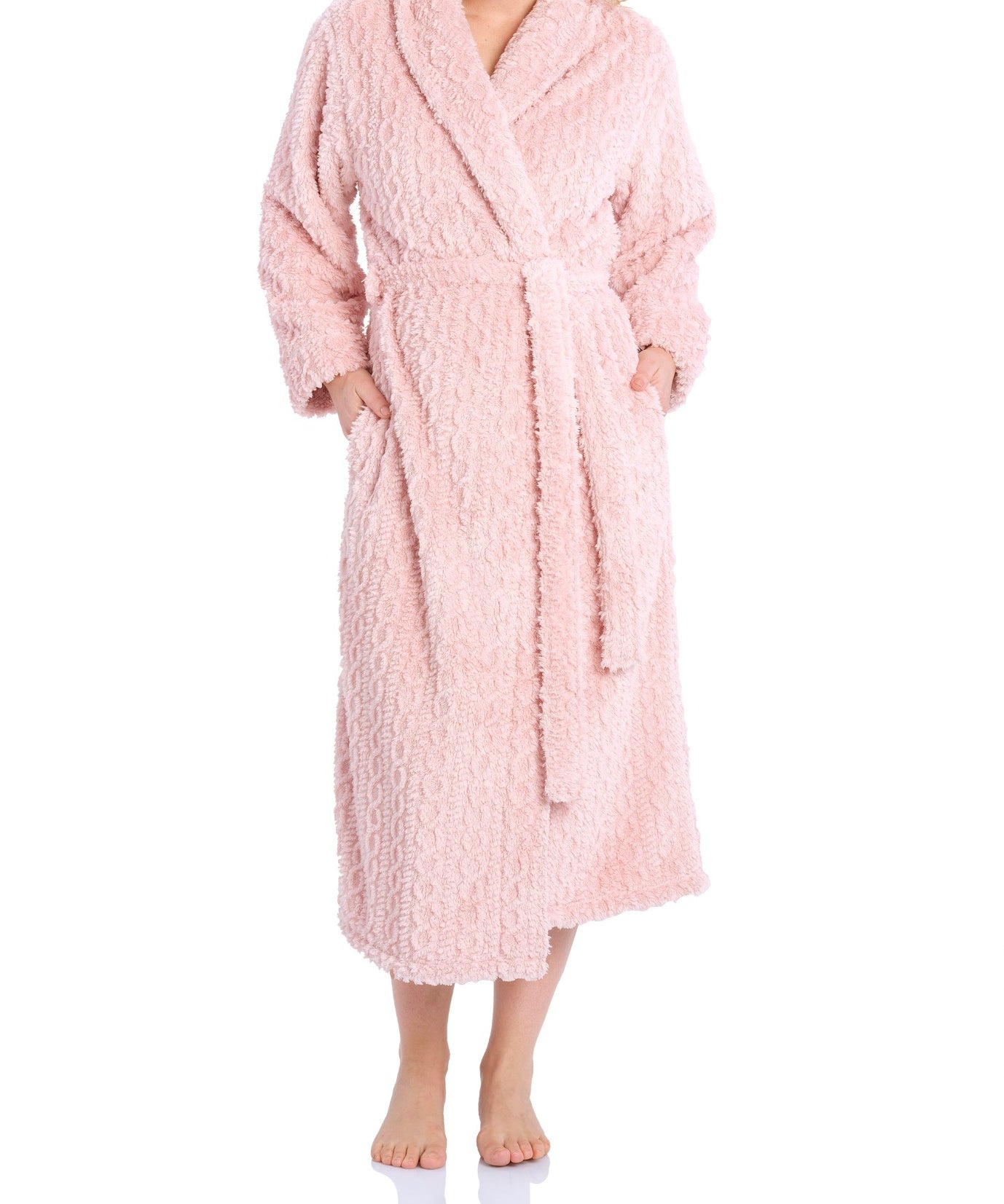 Dusty Pink Shawl Collar Fleece Dressing Gown | womens winter dressing gown | magnolia lounge australia