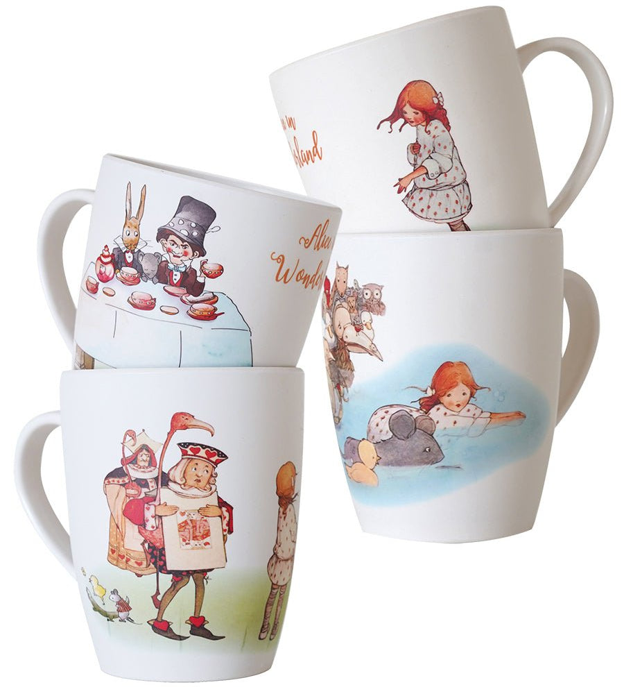 Bamboo Gift Set - Alice in Wonderland Bamboo Mugs Set of 4 Young Spirit