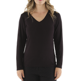 Women's Black Premium Bamboo V Neck Top
