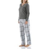 Charcoal Henley Tee with Moss Check Flannel Pant Pyjama Set