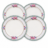 Fine Bone China Rose Dessert Plates - Set of 4