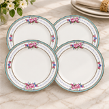 Fine Bone China Rose Dessert Plates - Set of 4