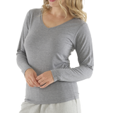 Women's Grey Premium Bamboo V Neck Top