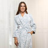 Sage Shawl Collar Velveteen Fleece Dressing Gown