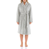 Silver Button Up Lux Sherpa Fleece Dressing Gown