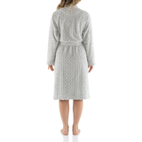 Silver Button Up Lux Sherpa Fleece Dressing Gown