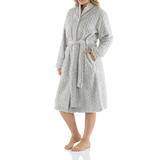 Silver Button Up Lux Sherpa Fleece Dressing Gown