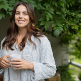 Silver Shawl Collar Lux Sherpa Fleece Dressing Gown