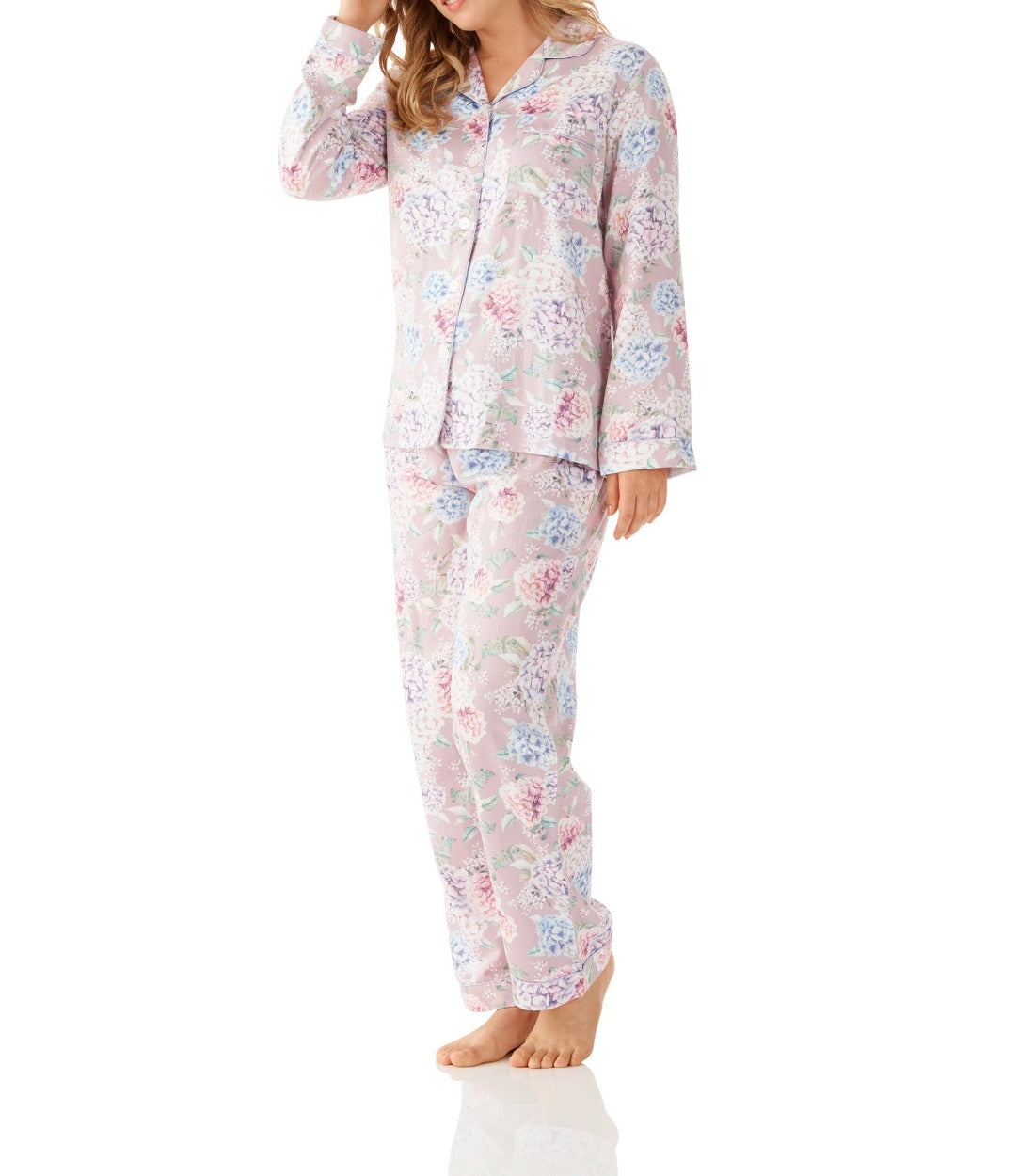 Ariana Floral Viscose Cotton Pyjama Set Magnolia Lounge