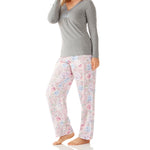Charcoal Henley Tee and Ariana Floral Viscose Cotton Pant Pyjama Set | Women's Winter PJ Sets | Magnolia Lounge Australia