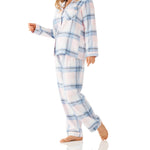 Ava Check Flannelette Cotton Pyjama Set Magnolia Lounge