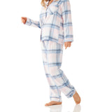 Ava Check Flannelette Cotton Pyjama Set Magnolia Lounge