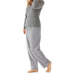 Women's Grey Marle Cotton Long Sleeve Henley Winter Pyjama Top | Magnolia Lounge Australia