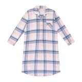 Ava Check Flannelette Cotton Midi Length Nightshirt Magnolia Lounge