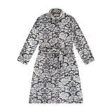 Damask Button Up Fleece Dressing Gown Magnolia Lounge