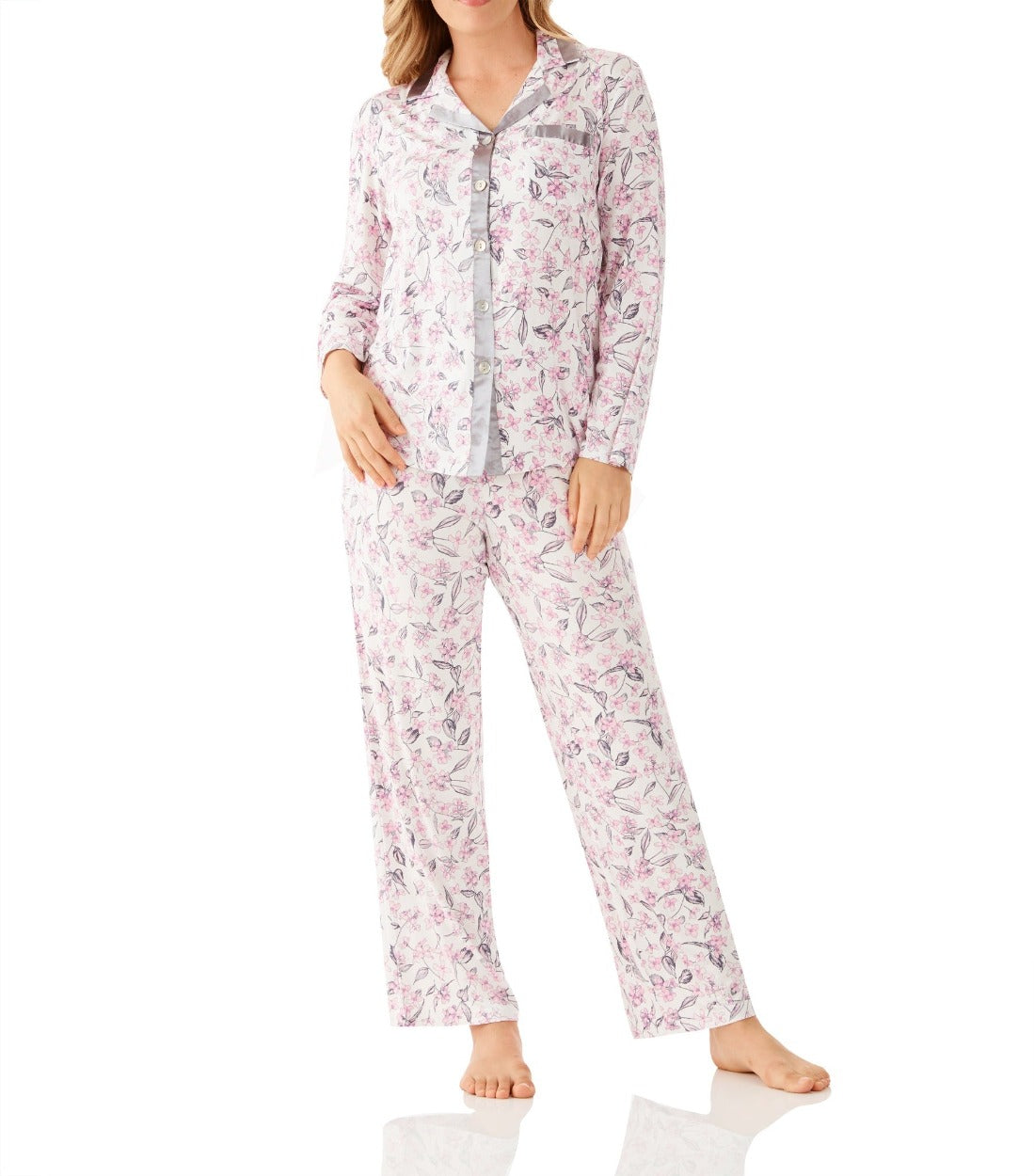 Jasmine Floral Viscose Elastane Classic Pyjama Set | Best Moisture Wicking Pyjamas Australia