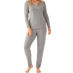 Leila Bamboo Elastane Henley Tee Magnolia Lounge
