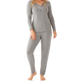 Leila Bamboo Elastane Henley Tee Magnolia Lounge