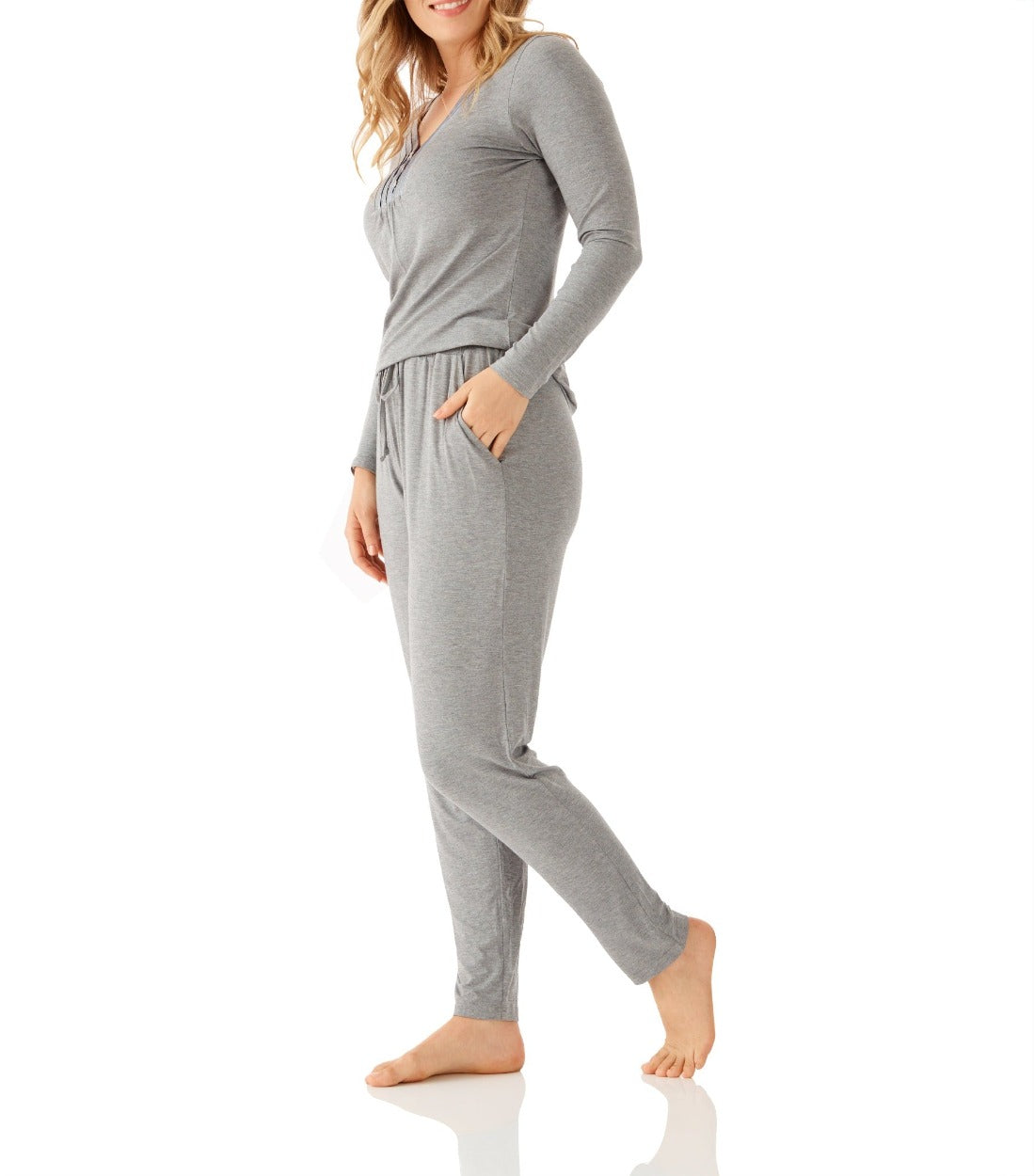 Leila Bamboo Elastane Tapered Pyjama Pant Magnolia Lounge