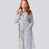 Leopard Button Through Fleece Dressing Gown Magnolia Lounge