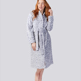 Leopard Button Through Fleece Dressing Gown Magnolia Lounge