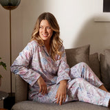 Ariana Floral Viscose Cotton Pyjama Set Magnolia Lounge