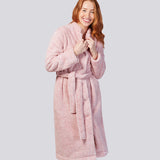 Pink Marle Button Through Fleece Dressing Gown Magnolia Lounge