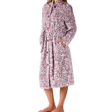 Women’s winter dressing gown | Raspberry Button Up Fleece Dressing Gown | Magnolia Lounge Australia