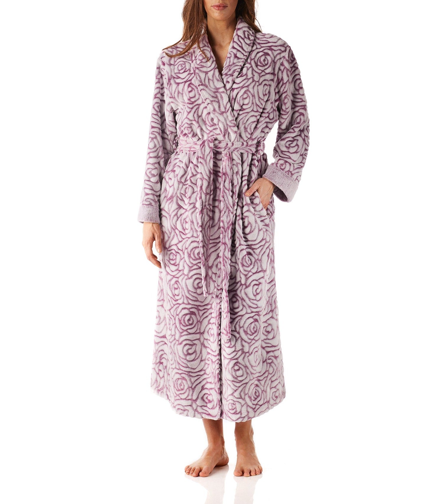 Women’s winter dressing gown | Raspberry Shawl Collar Fleece Dressing Gown | Magnolia Lounge Australia