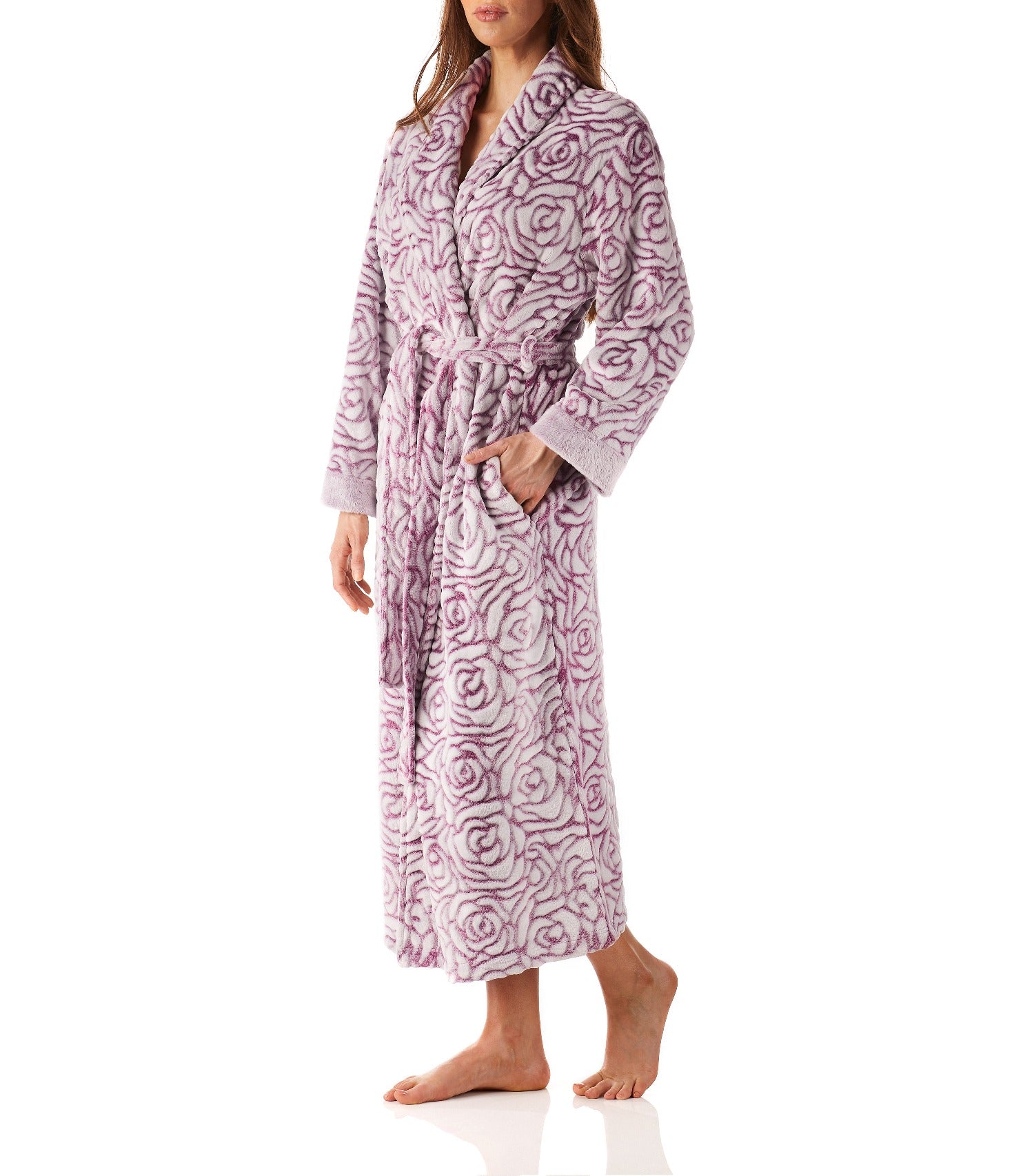Women’s winter dressing gown | Raspberry Shawl Collar Fleece Dressing Gown | Magnolia Lounge Australia
