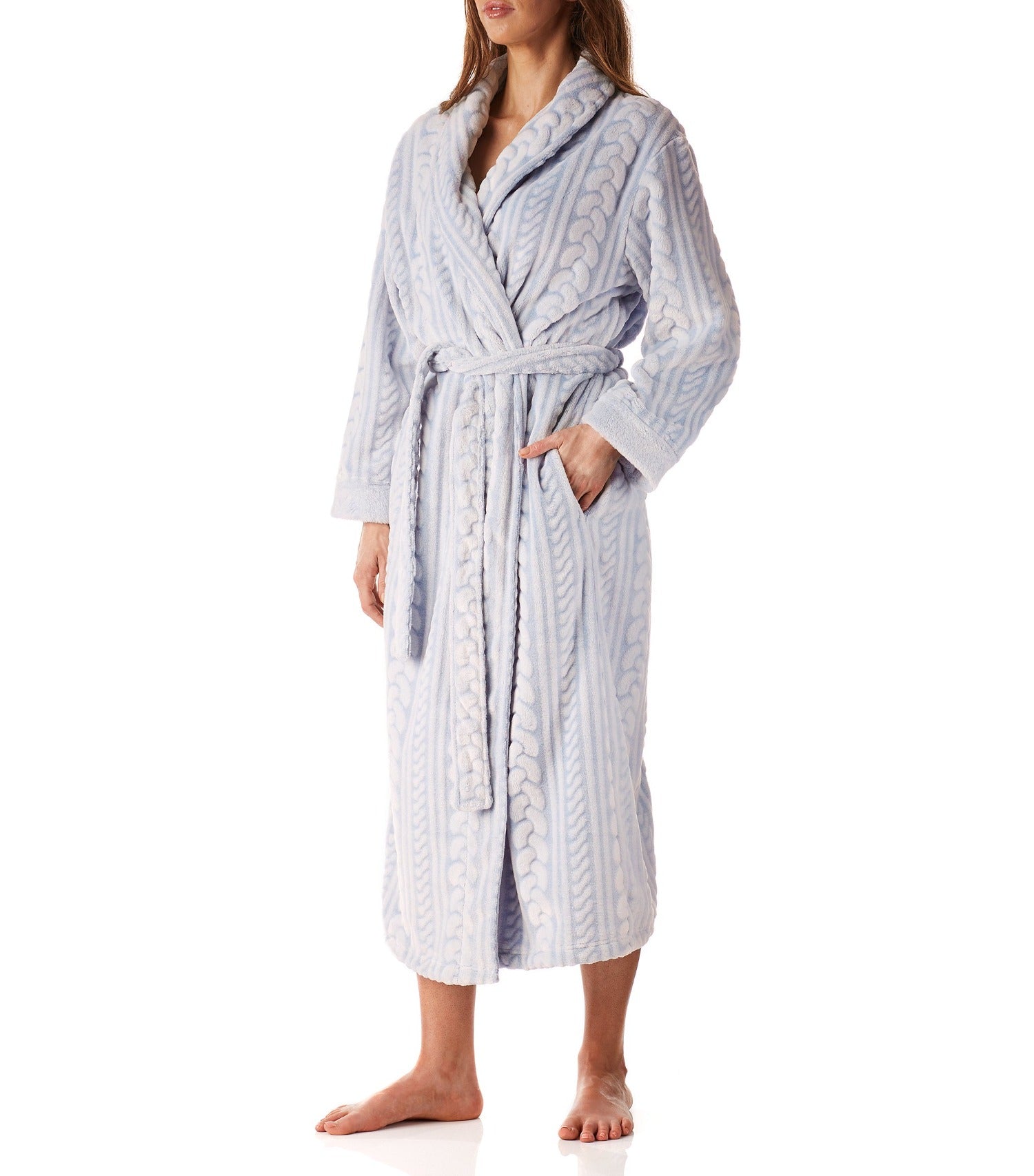 Women’s winter dressing gown | Sage Shawl Collar Fleece Dressing Gown | Magnolia Lounge Australia