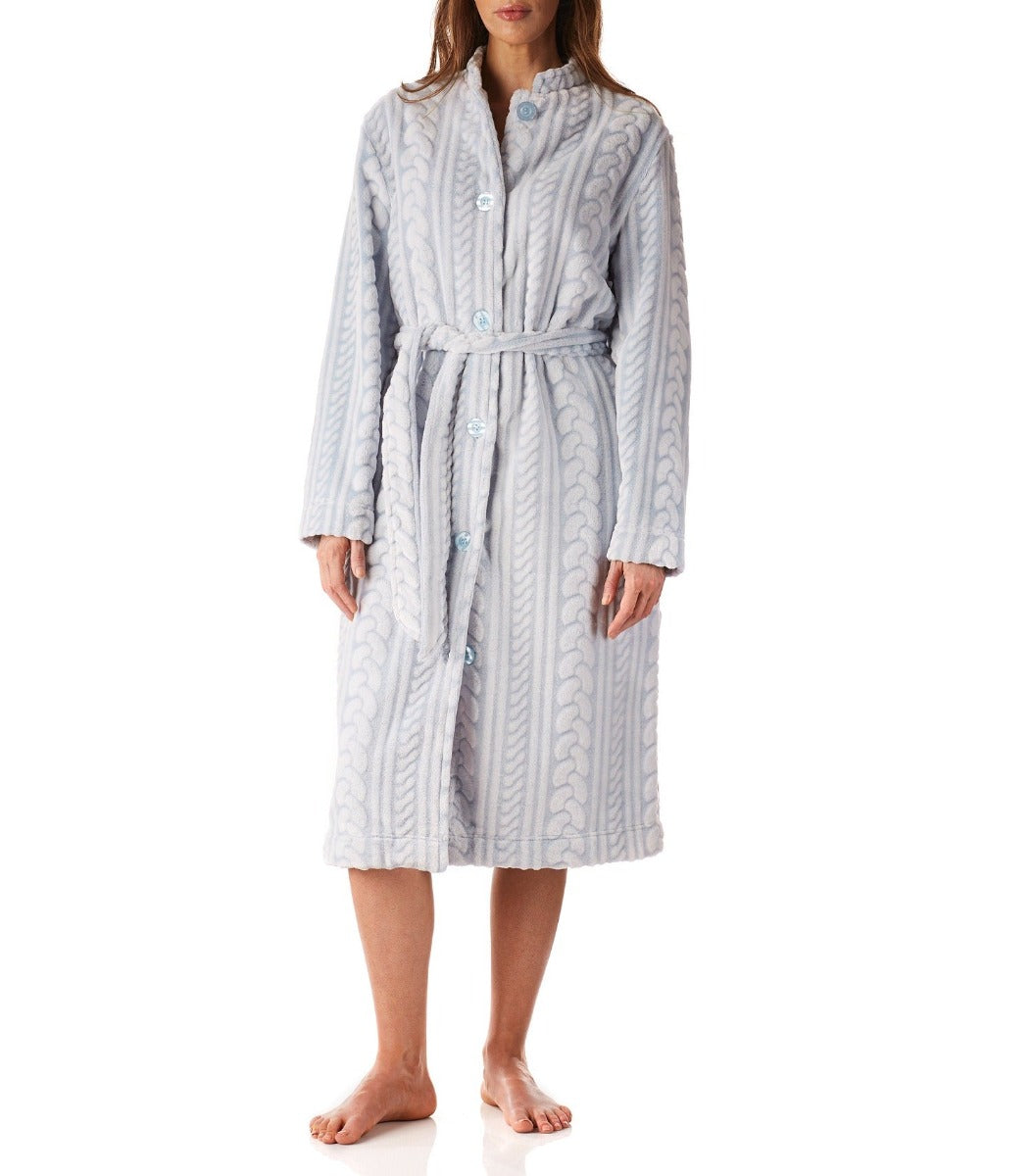 Women’s winter dressing gown | Sage Button Up Fleece Dressing Gown | Magnolia Lounge Australia