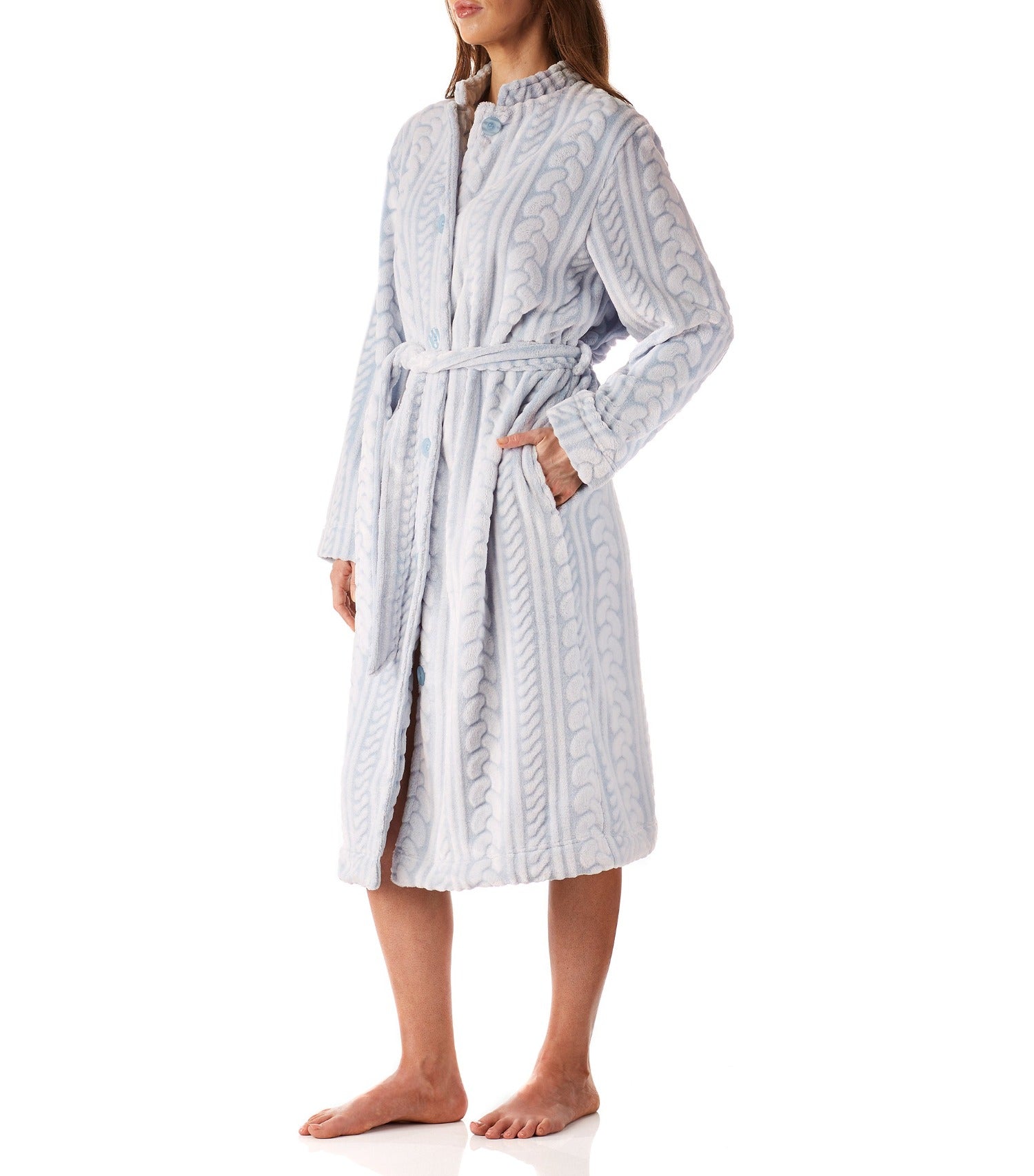 Women’s winter dressing gown | Sage Button Up Fleece Dressing Gown | Magnolia Lounge Australia