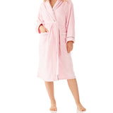 Pink Shawl Collar Fleece Dressing Gown with Piping Magnolia Lounge