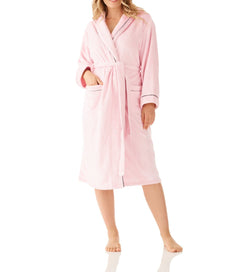 Pink Shawl Collar Fleece Dressing Gown with Piping Magnolia Lounge