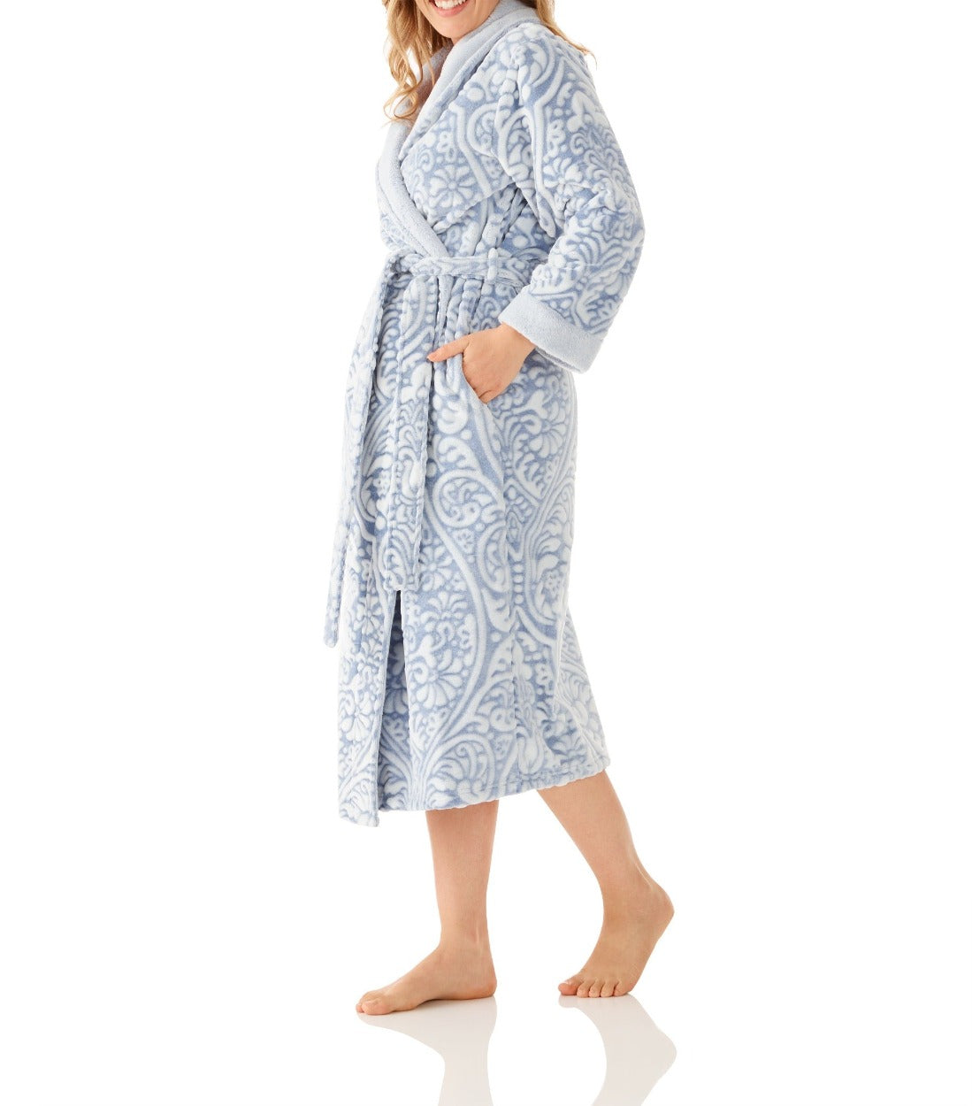 Women's Winter Fleece Dressing Gown Australia | Wallflowers Shawl Collar Fleece Dressing Gown | Magnolia Lounge Australia