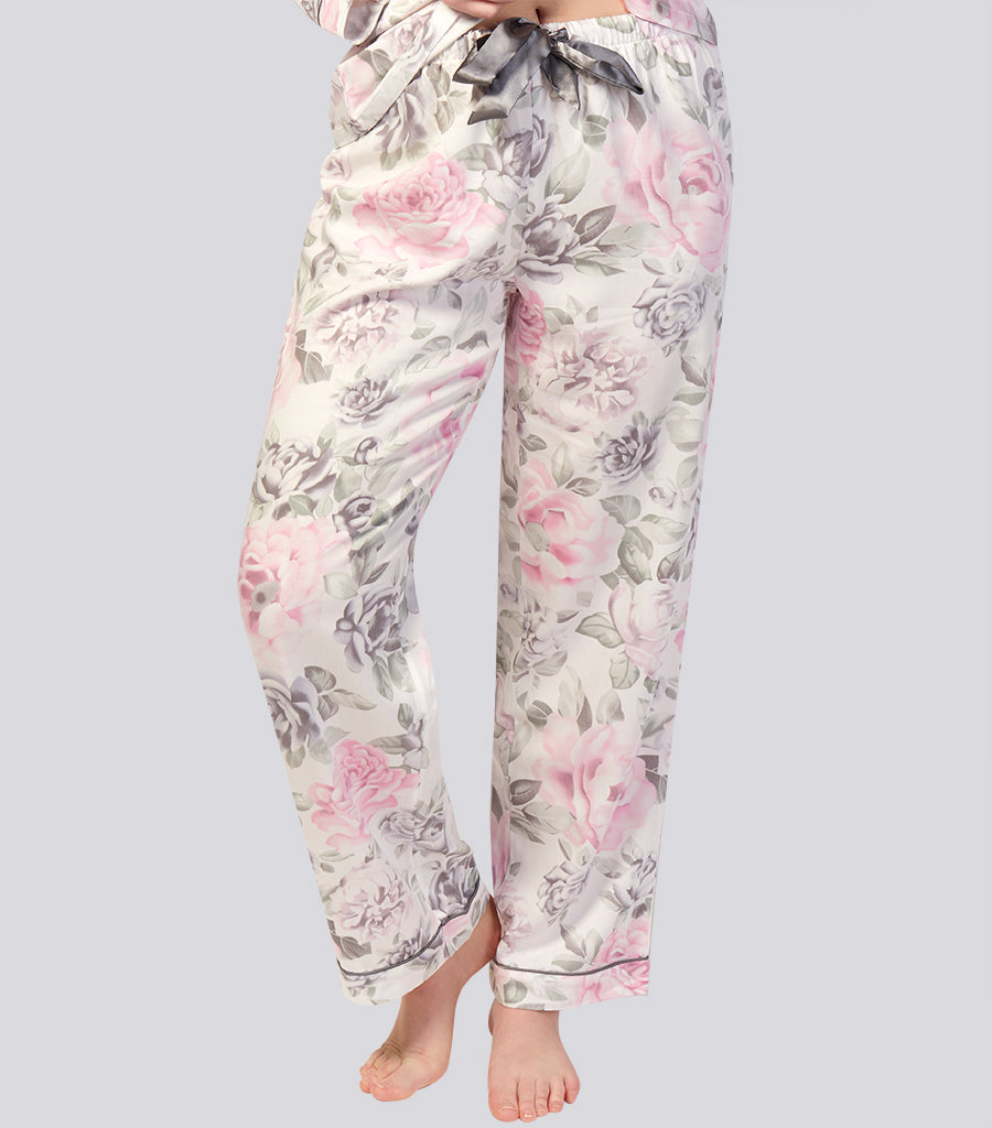 Winter Floral Viscose Cotton Classic Pyjama Pant Magnolia Lounge