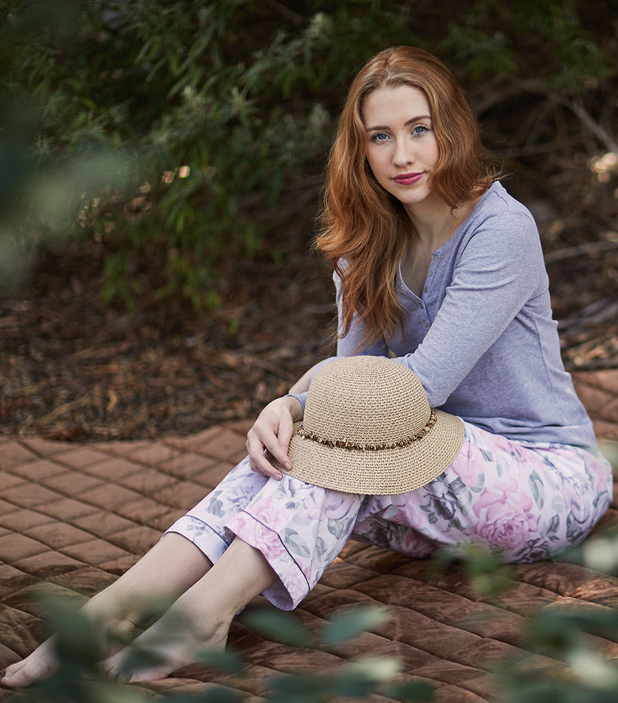Winter Floral Viscose Cotton Classic Pyjama Pant Magnolia Lounge