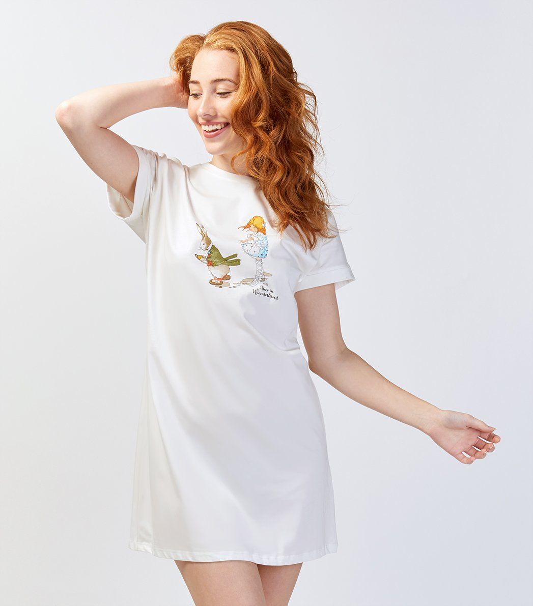 Women s Alice in Wonderland White Rabbit Nightie Alice In