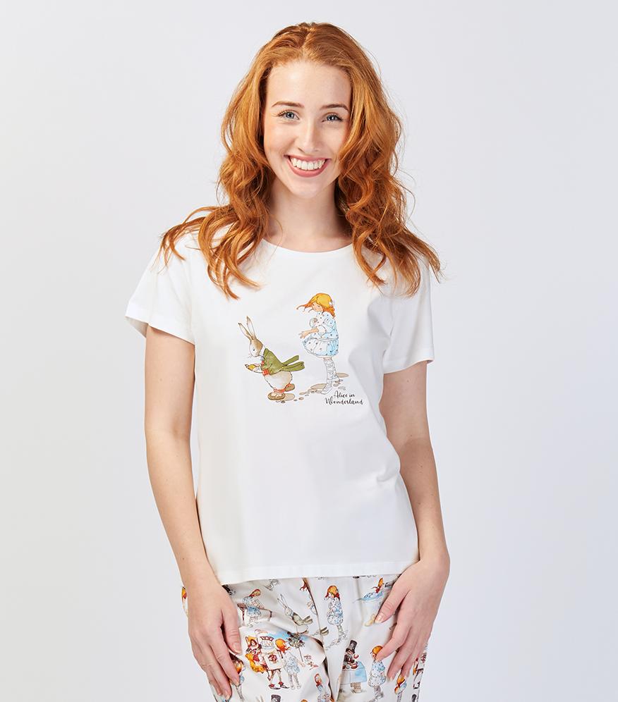 Alice in Wonderland Down the Rabbit Hole Cotton T-Shirt Young Spirit