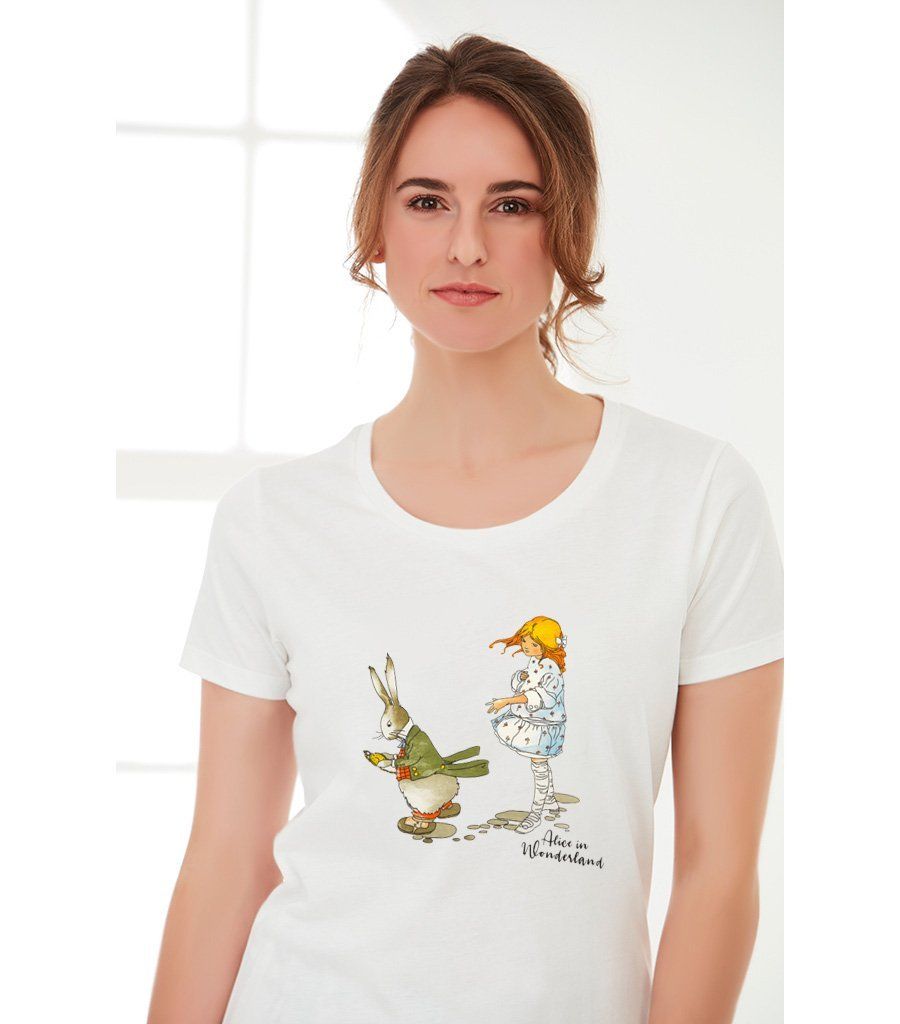 Alice in Wonderland Down the Rabbit Hole Cotton T-Shirt Young Spirit