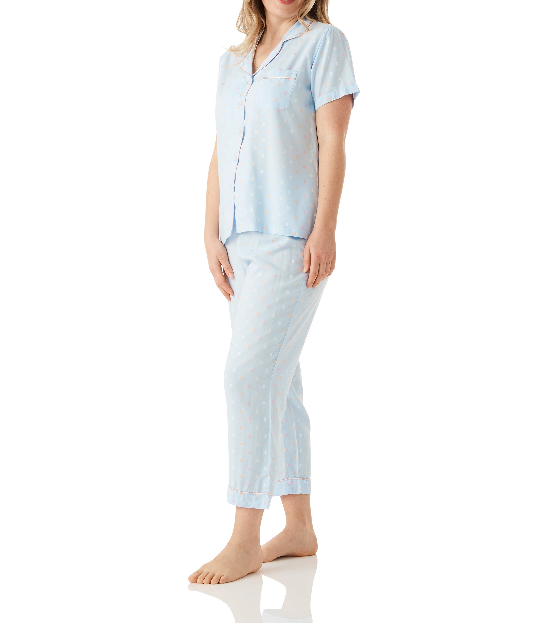 Ari Tile Short Sleeve Pyjama Set with 7/8 pant Magnolia Lounge