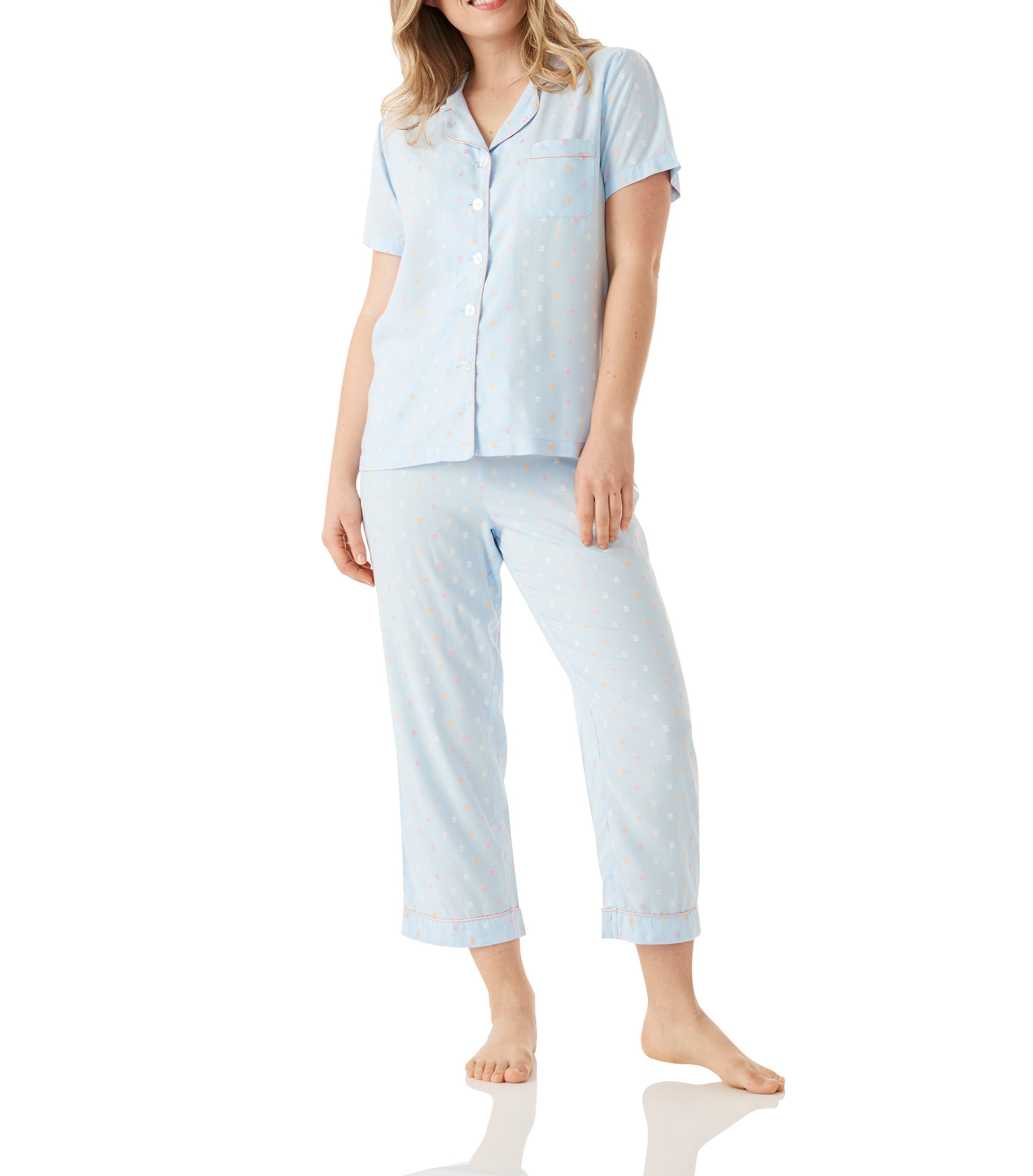 Ari Tile Short Sleeve Pyjama Set with 7/8 pant Magnolia Lounge
