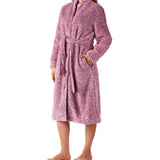 Women's Winter Dressing Gown Australia | Berry Marle Button Through Fleece Dressing Gown | Magnolia Lounge