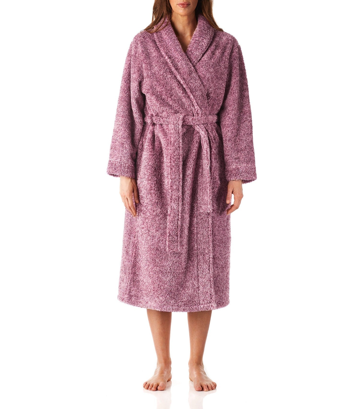 Women's Winter Dressing Gown Australia | Berry Marle Shawl Collar Fleece Dressing Gown | Magnolia Lounge