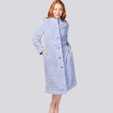 Blue Marle Button Through Fleece Dressing Gown Magnolia Lounge