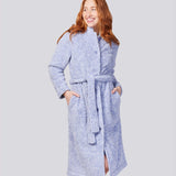 Blue Marle Button Through Fleece Dressing Gown Magnolia Lounge