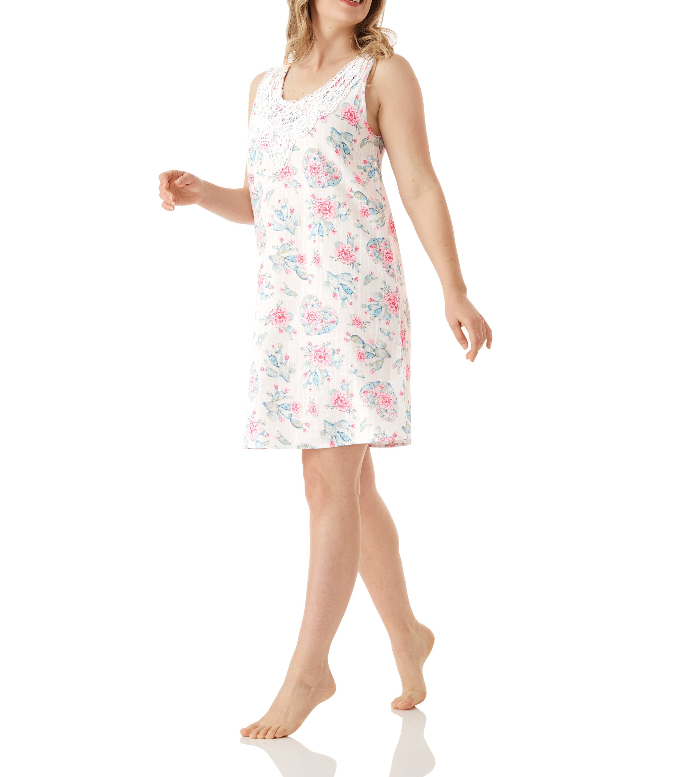 Cactus Cotton Sleeveless Nightie Magnolia Lounge